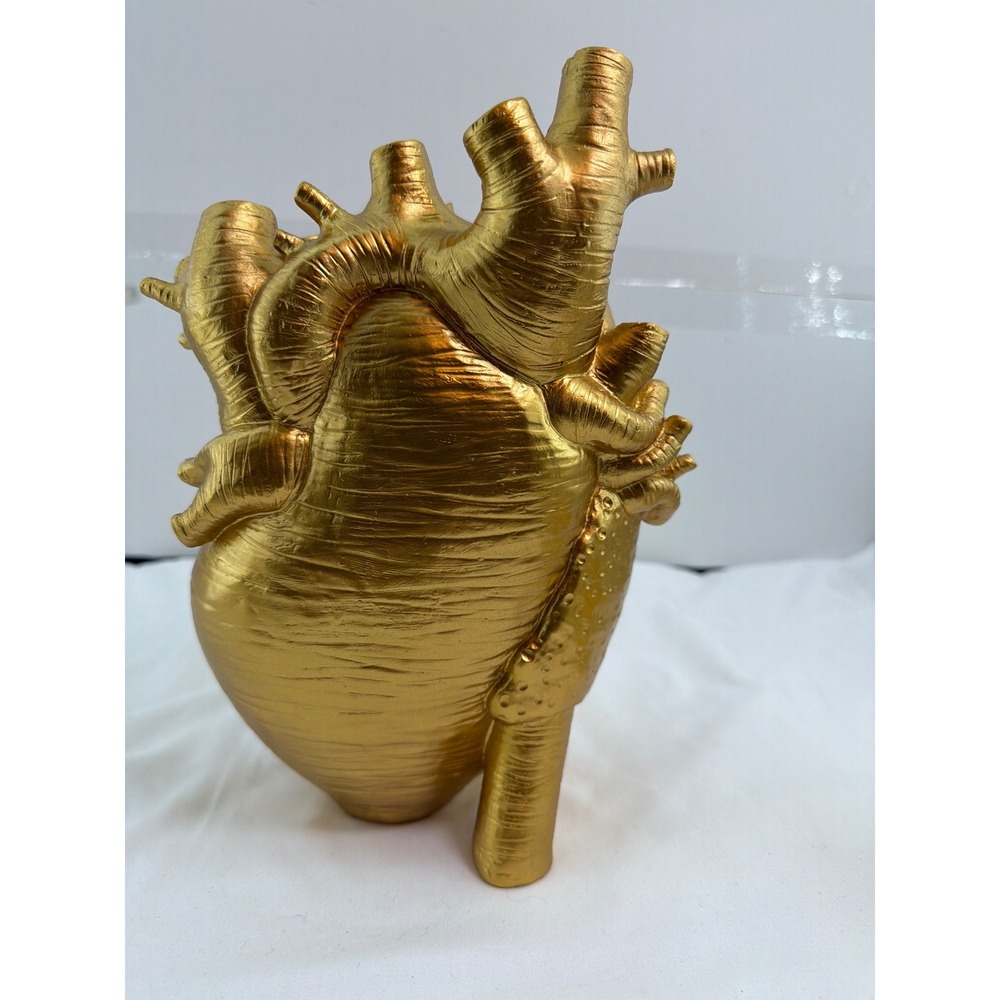 Unbranded Anatomical Heart Vase Large Gold Excellent Resin Medical Decor - Picture 4 of 5
